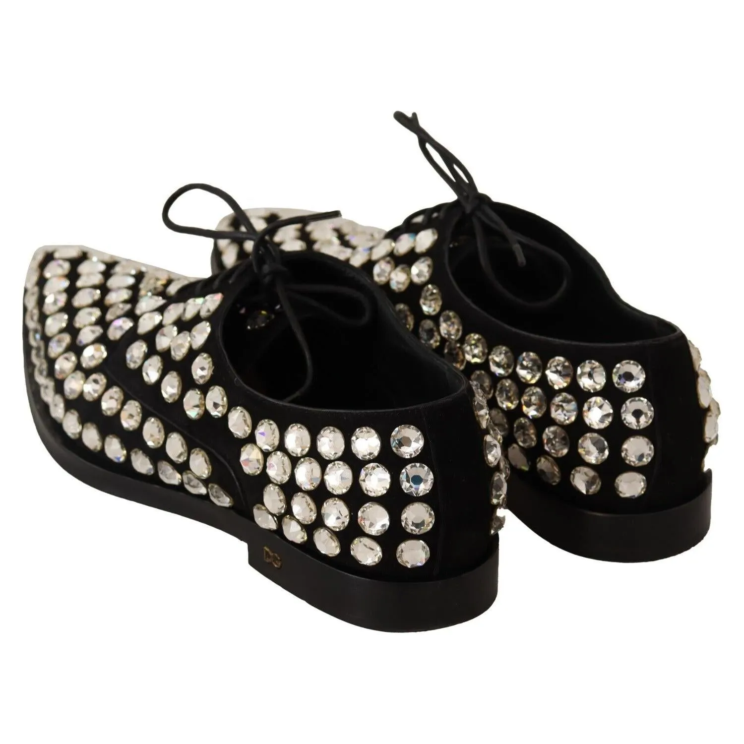 Dolce & Gabbana Elegant Crystal-Embellished Lace-Up Flats