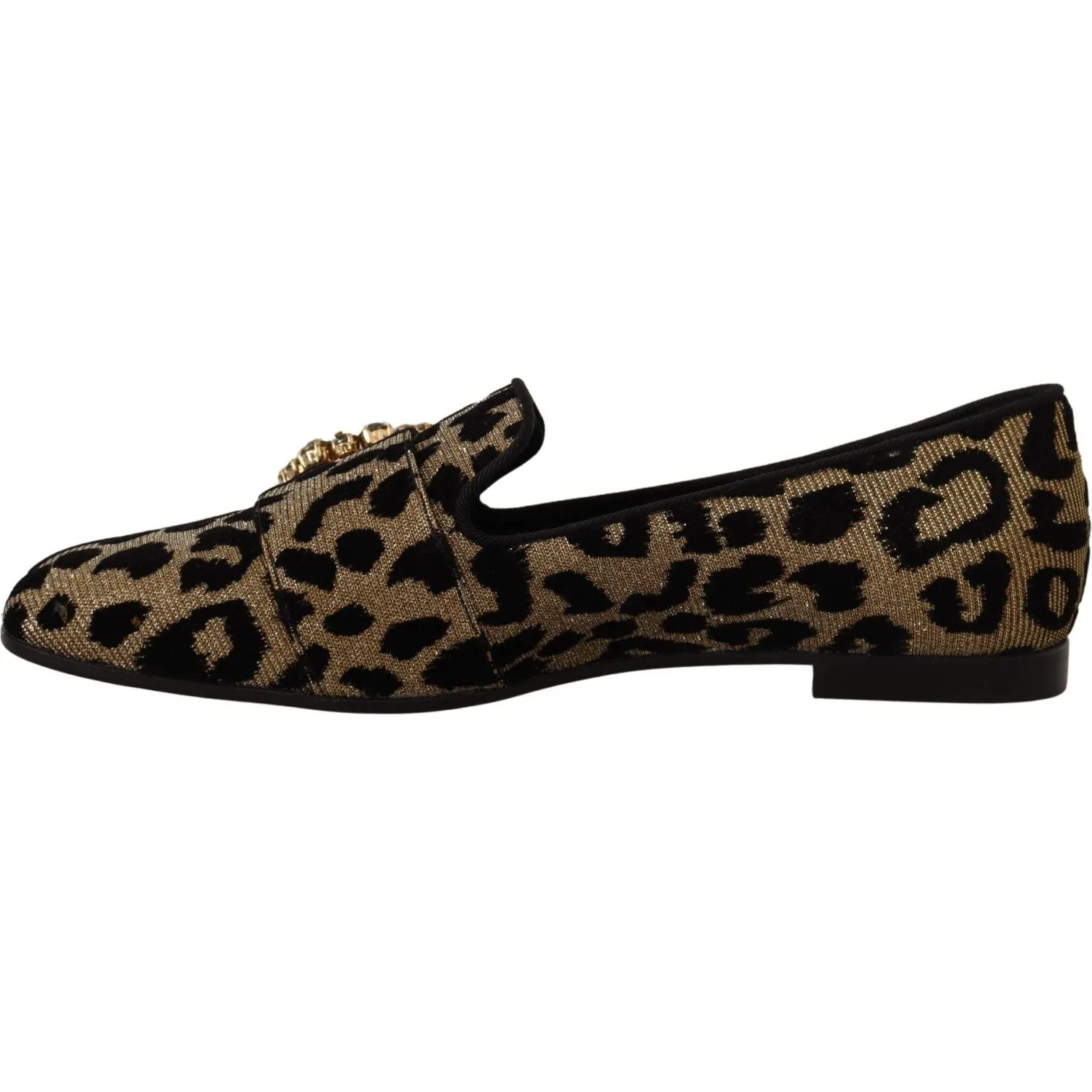 Dolce & Gabbana Elegant Leopard Crystal Gem Loafers