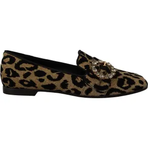 Dolce & Gabbana Elegant Leopard Crystal Gem Loafers