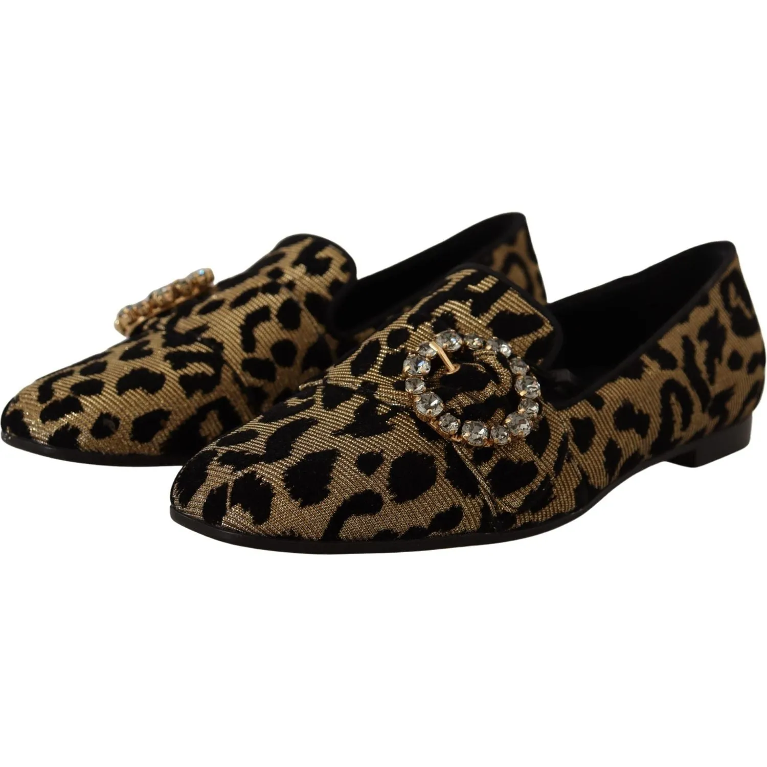 Dolce & Gabbana Elegant Leopard Crystal Gem Loafers