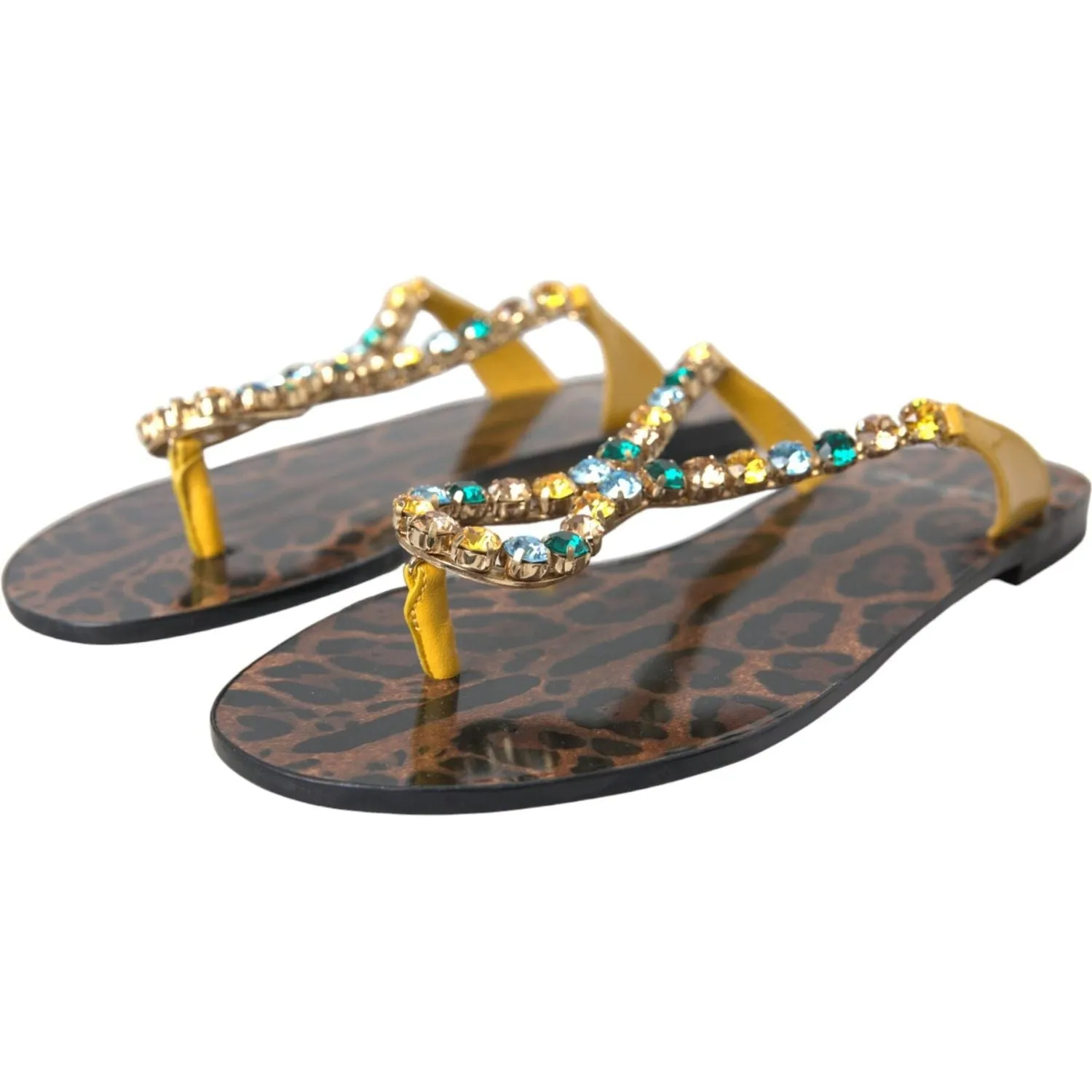 Dolce & Gabbana Multicolor Crystal Sandals Flip Flops Shoes