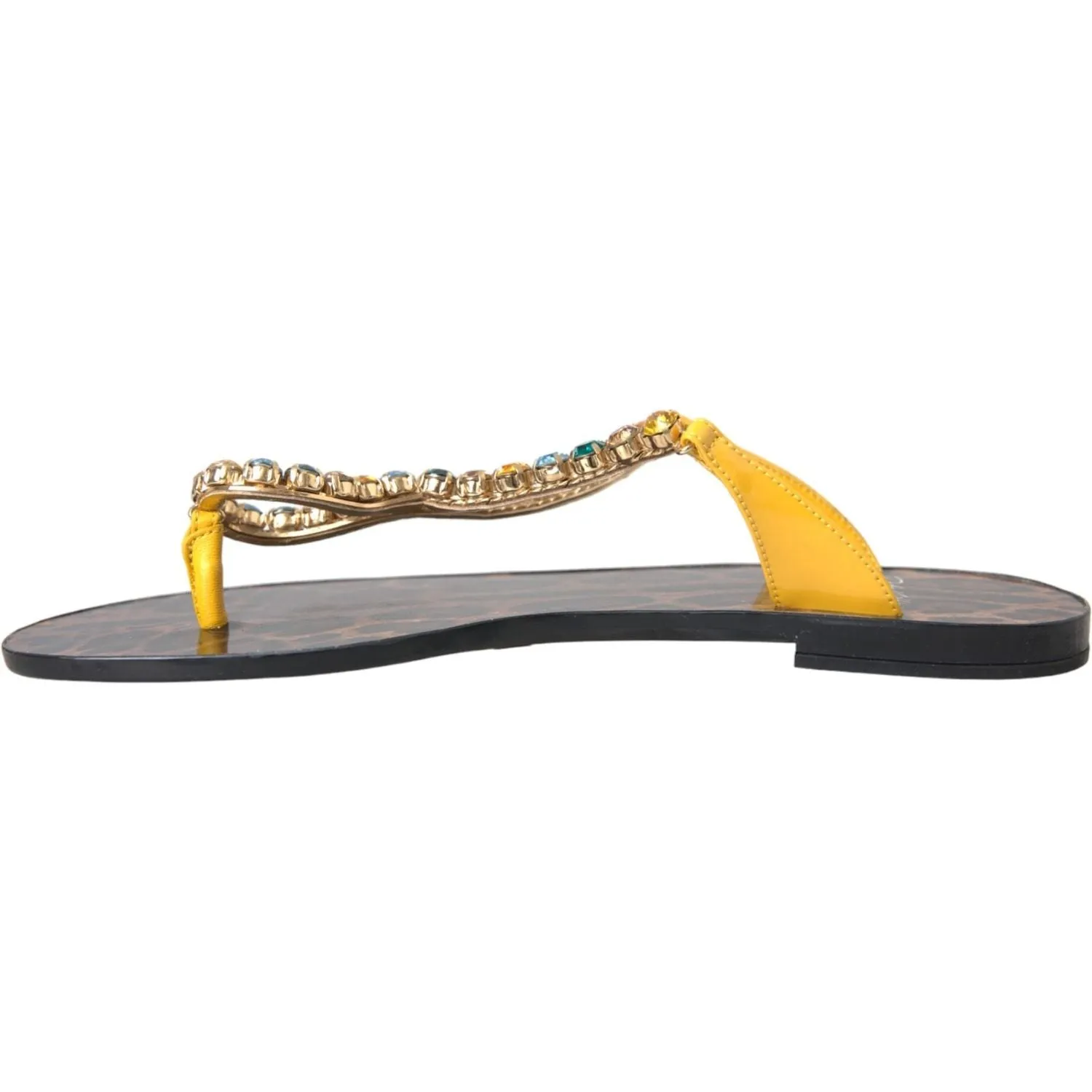 Dolce & Gabbana Multicolor Crystal Sandals Flip Flops Shoes