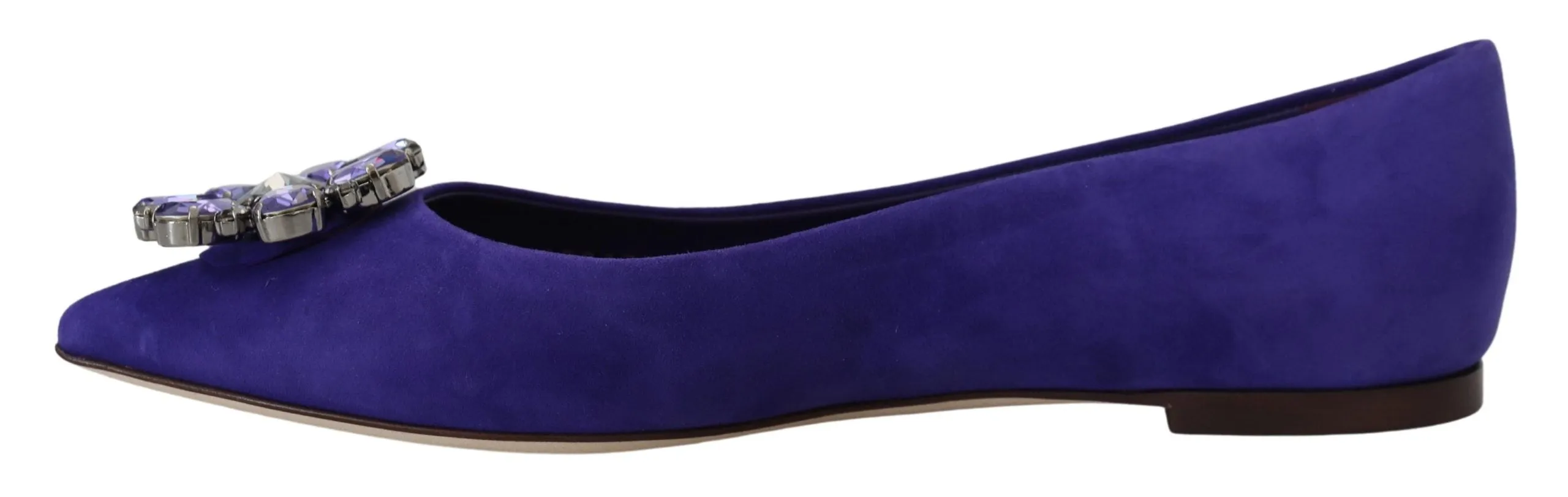 Dolce & Gabbana Purple Suede Crystals Loafers Flats Shoes