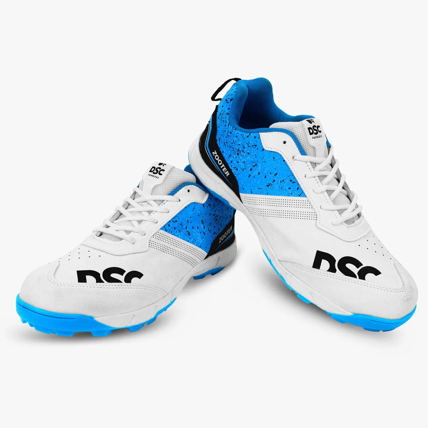 DSC Zooter Cricket Shoes - White/Blue - Rubber Sole - Adult & Kids