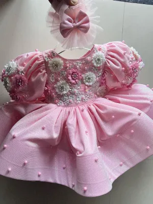 Elegant Flower Embellished Dress for Girls