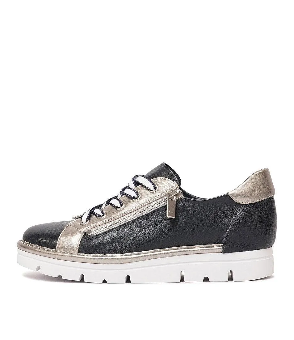 Elos Navy/Argento Leather Sneakers