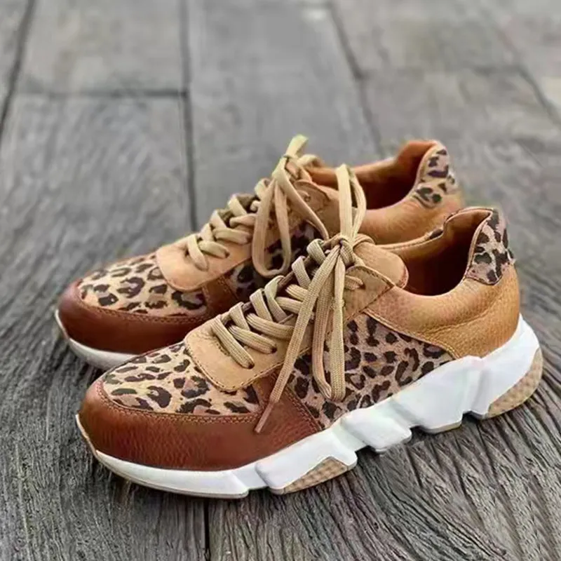 elveswallet Breathable Elastic Leopard Vulcanized Sneakers