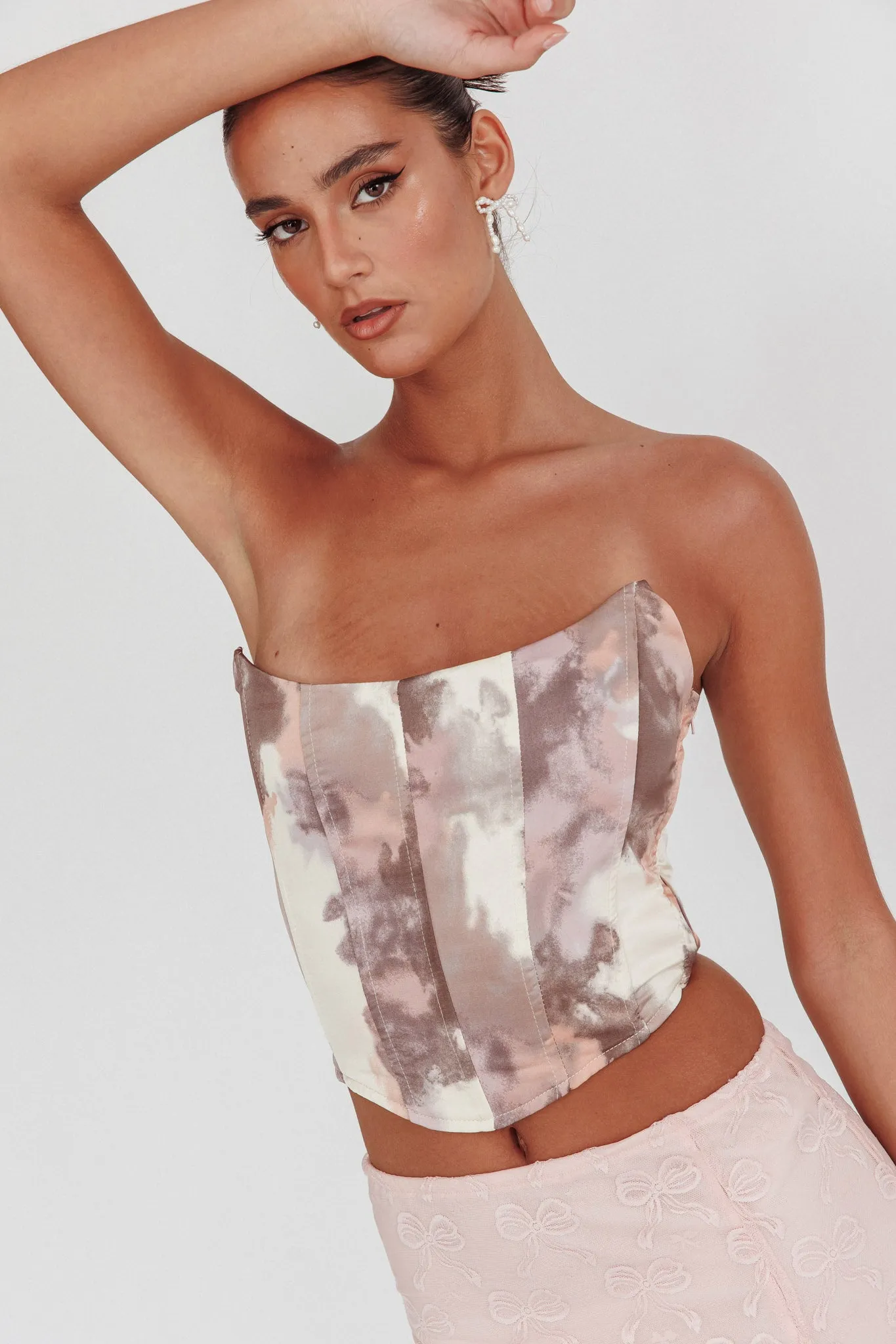 Emmalyn Corset Top Peach Multi