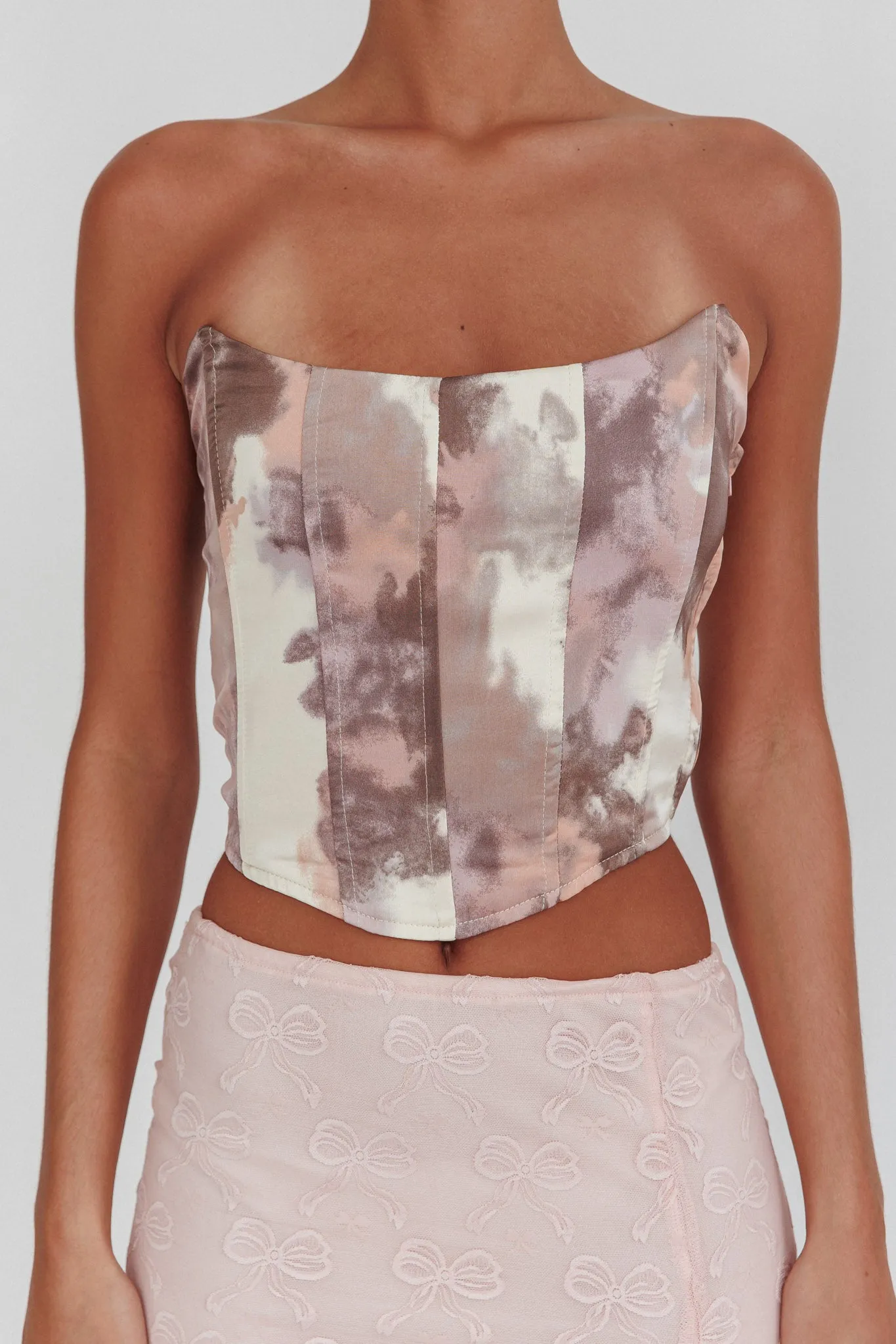 Emmalyn Corset Top Peach Multi