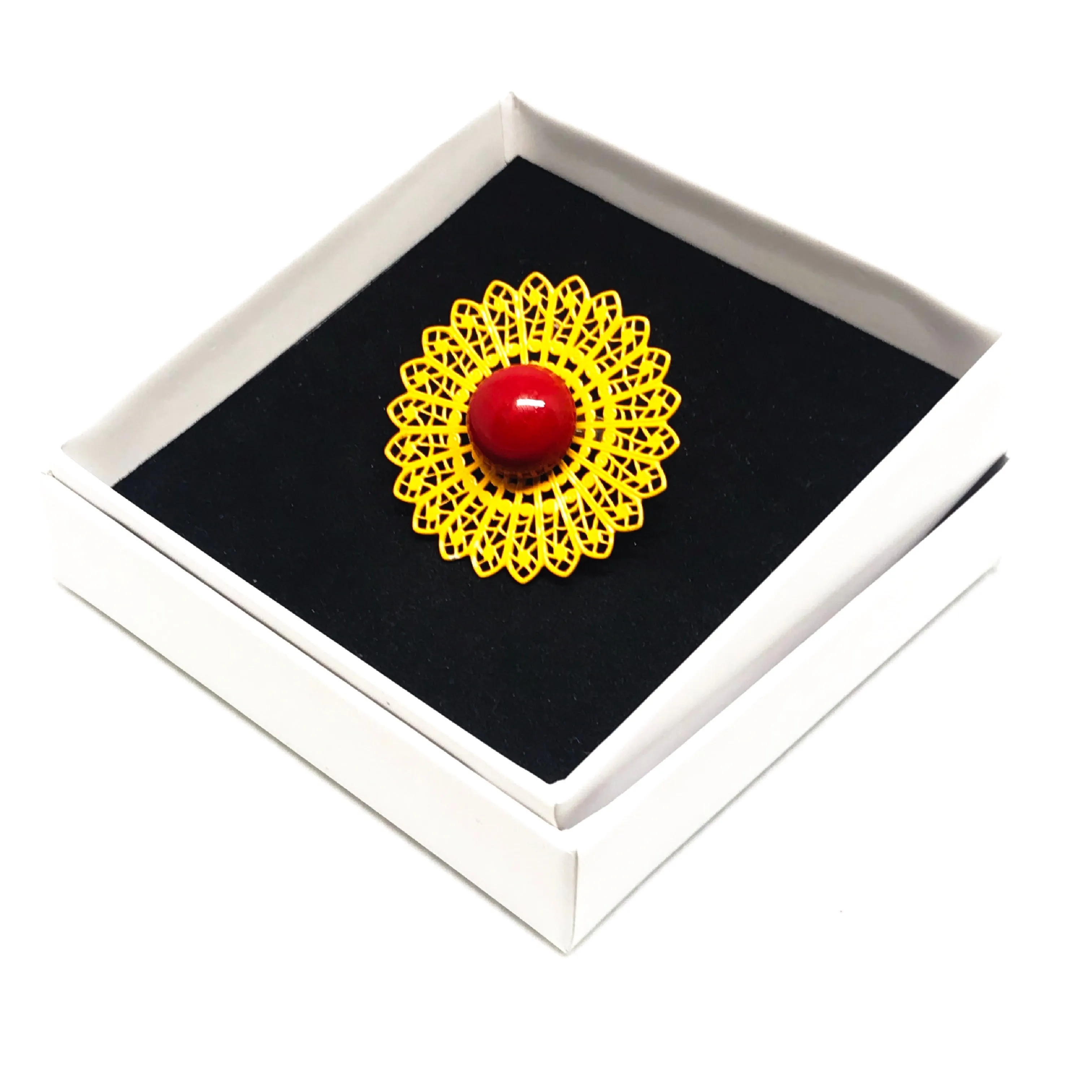 Enamelled Flower Ring.