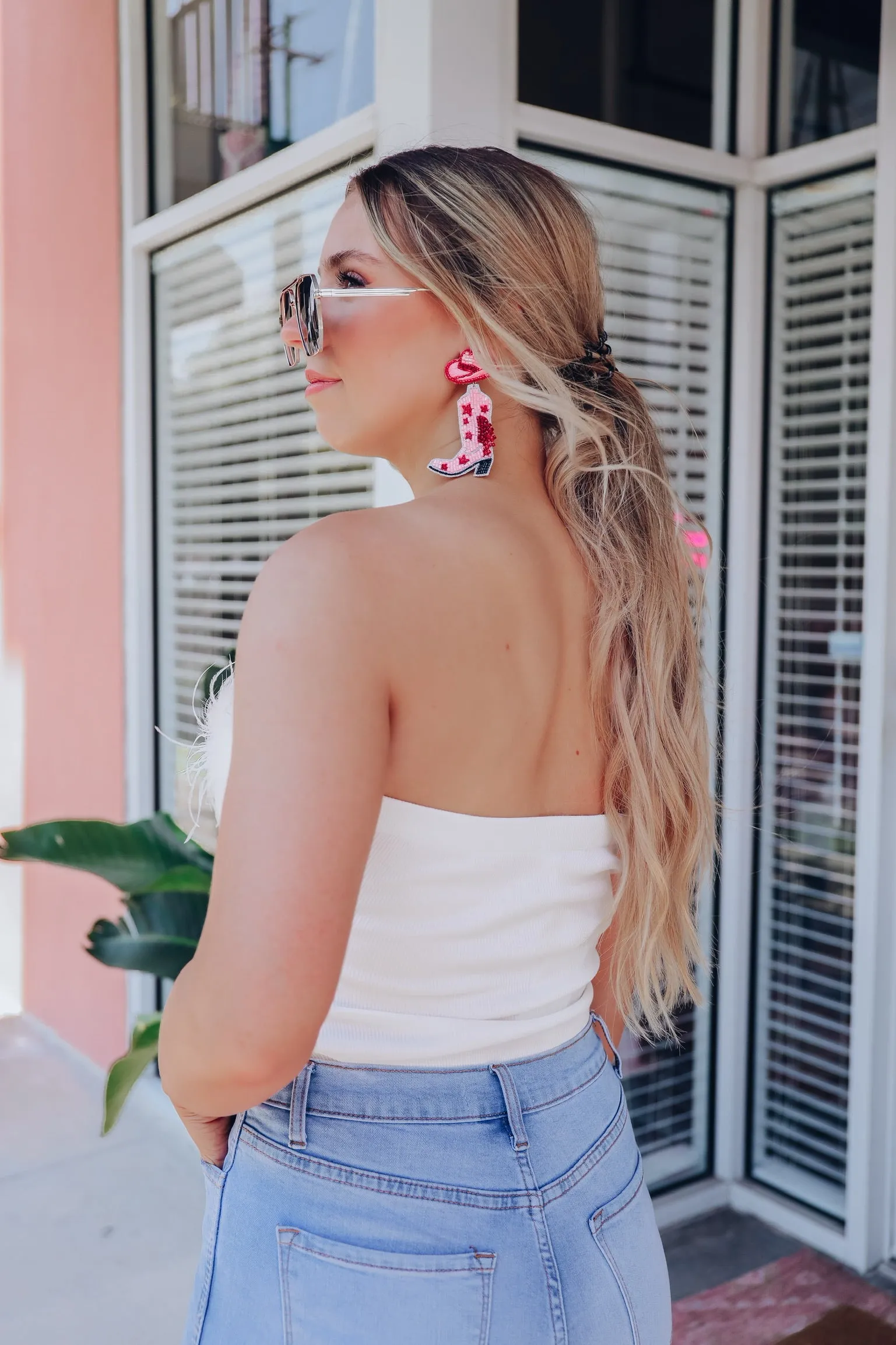 Fabulous Feather Trim Strapless Bodysuit - White