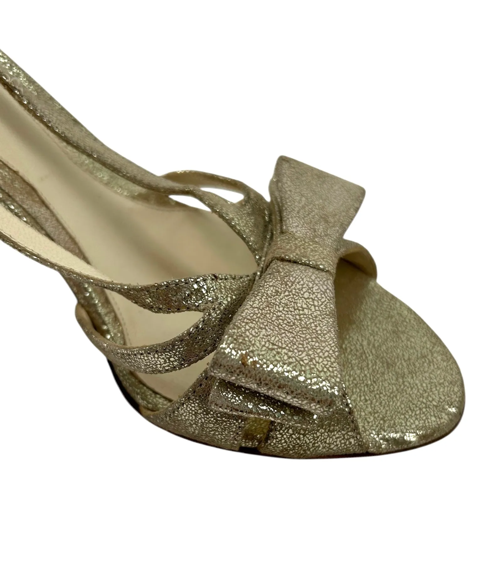 Fendi Silver & Gold Suede Bow Heels, Size 8