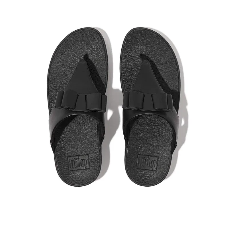 Fitflop Lulu Women's Bow-Leather Toe-Post Sandals - All Black