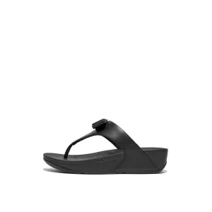 Fitflop Lulu Women's Bow-Leather Toe-Post Sandals - All Black