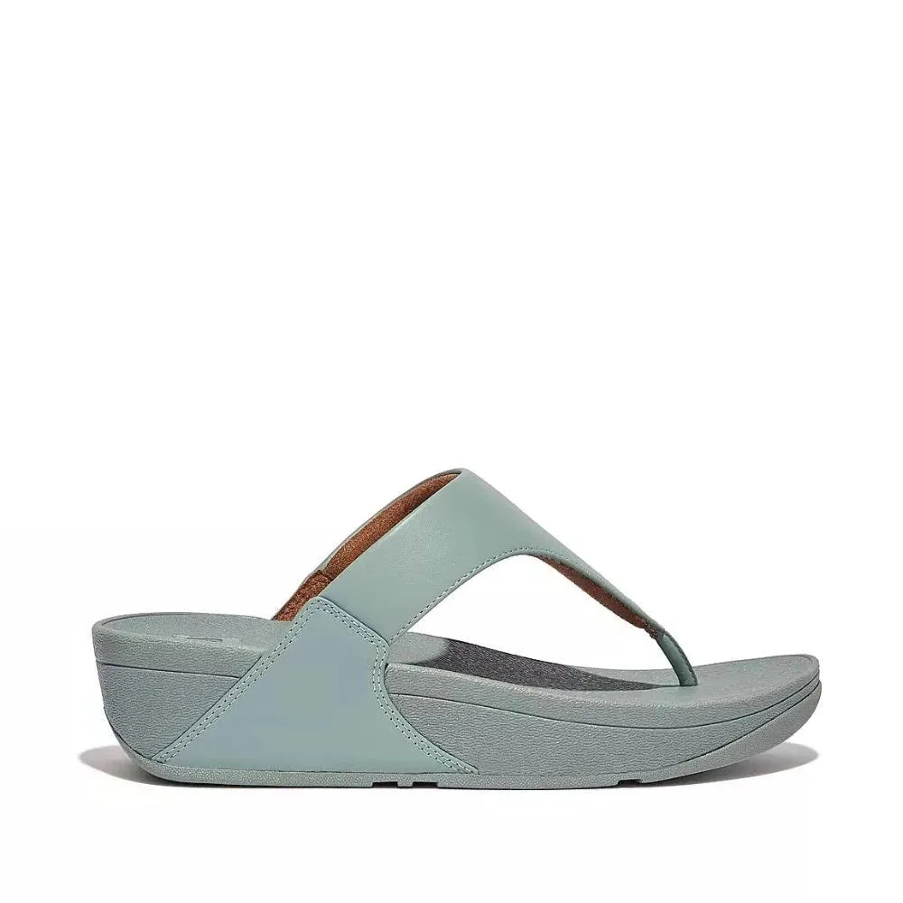 FitFlop Women's Lulu Leather Toe-Post Cool Blue