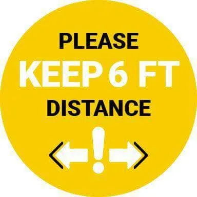 Floor Sticker: Please Keep 6FT Distance (Exclamation Point) - 8 inches Diameter