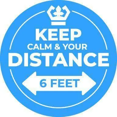 Floor Stickers: Keep Calm And Keep Your Distance - 8 inches Diameter