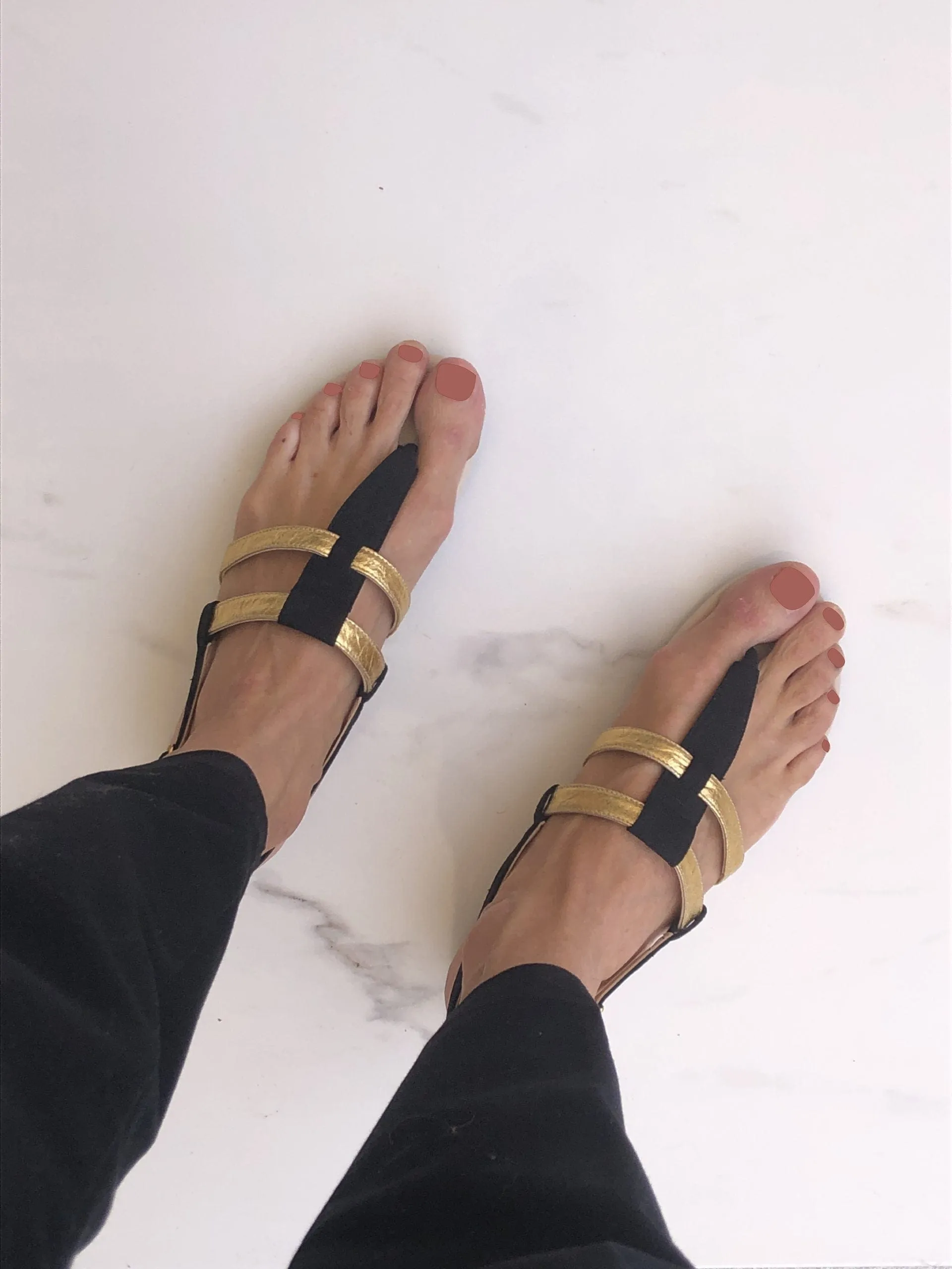 Gabriella Pinatex® Vegan Leather Gladiator Sandals | Black & Gold