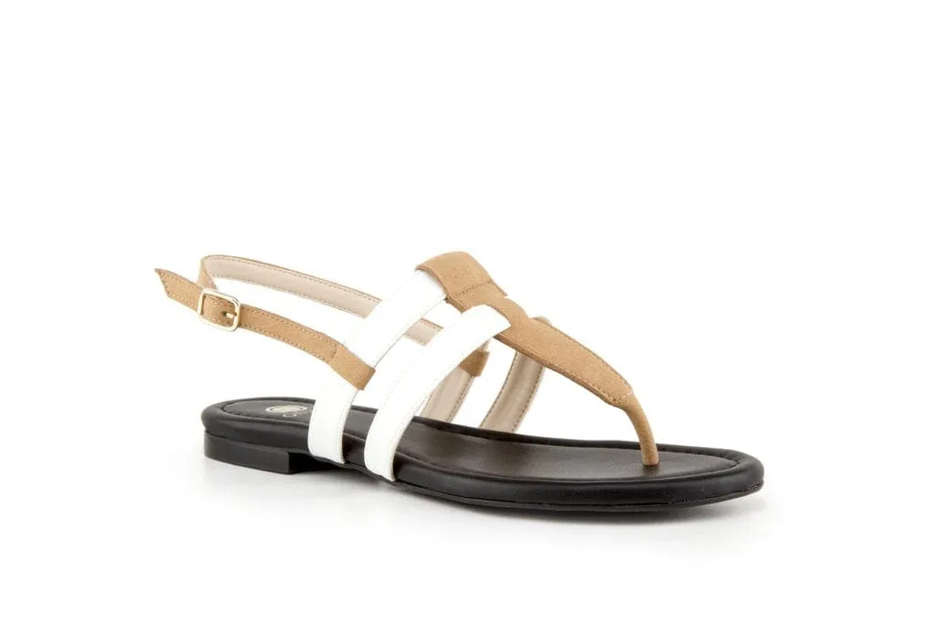 Gabriella Vegan Leather Gladiator Sandals | Sand & White