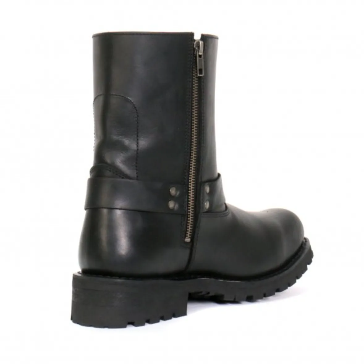 Genuine Leather Short Harness Cruiser Boots with side zip BTM1004