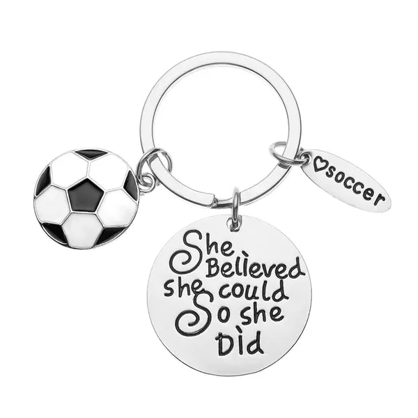 Girls Soccer She Believed She Could Keychain