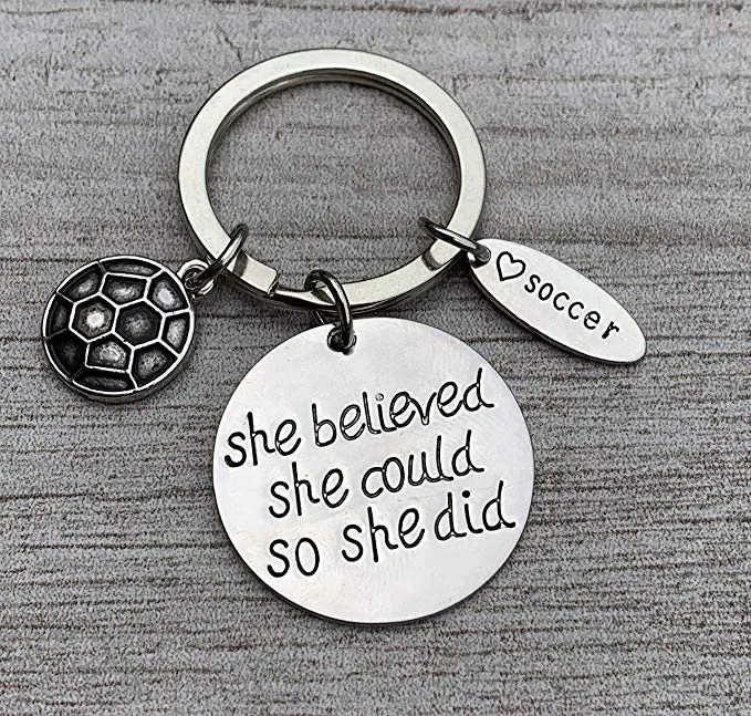 Girls Soccer She Believed She Could Keychain