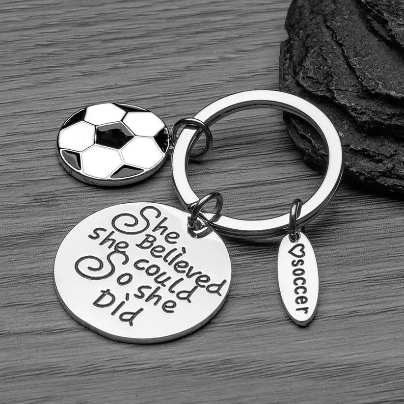 Girls Soccer She Believed She Could Keychain