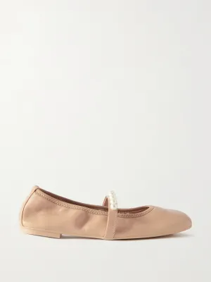 Goldie faux pearl-embellished leather ballet flats