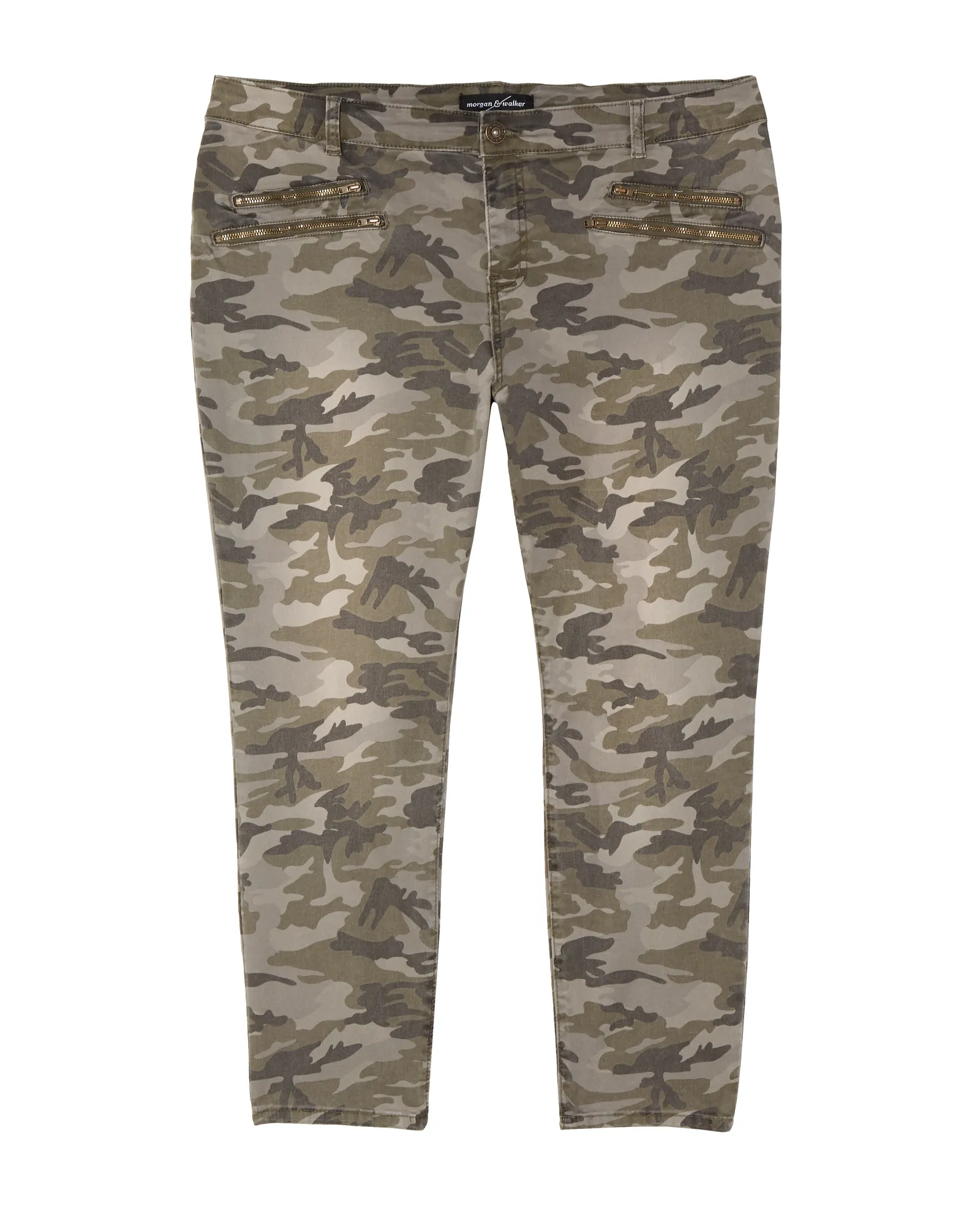 Gowanus Camo Print Jean with Double Zipper Detail | Olive Green