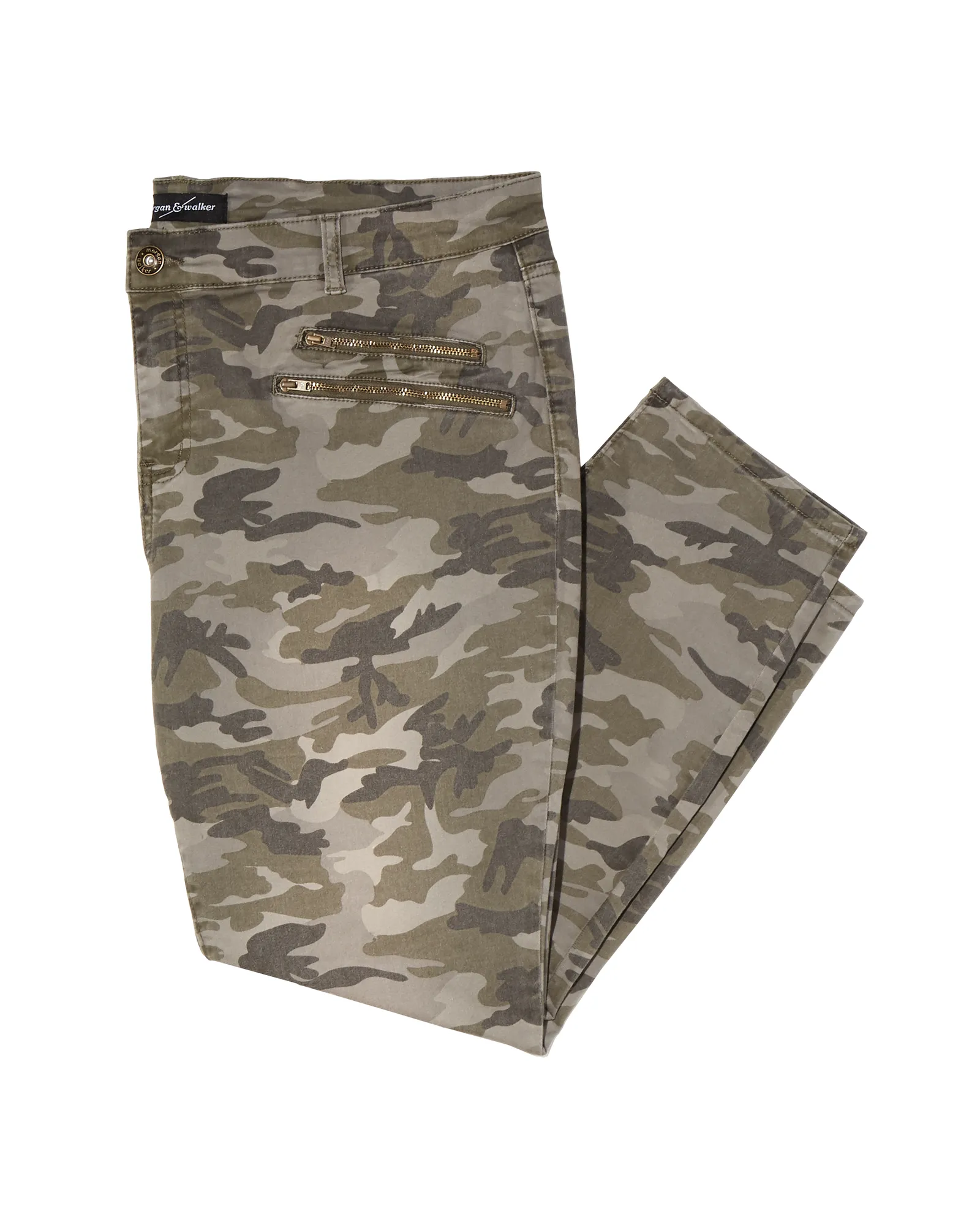 Gowanus Camo Print Jean with Double Zipper Detail | Olive Green