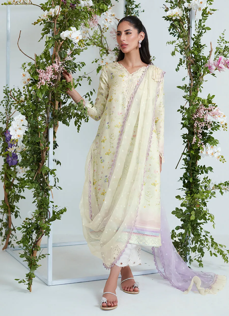 Grace Floral Shirt with Pre Draped Dupatta