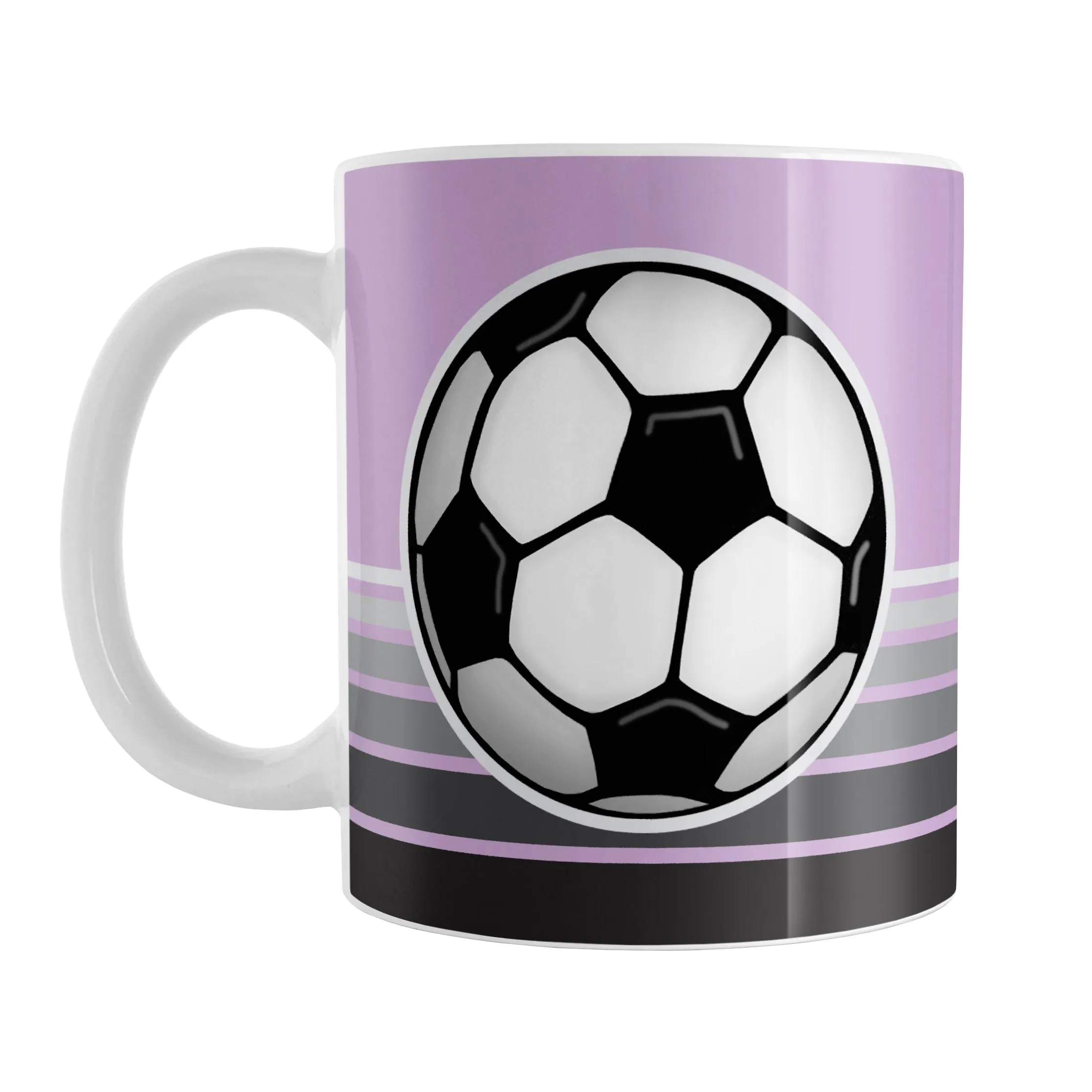 Gray Gradient Lined Purple Soccer Ball Mug