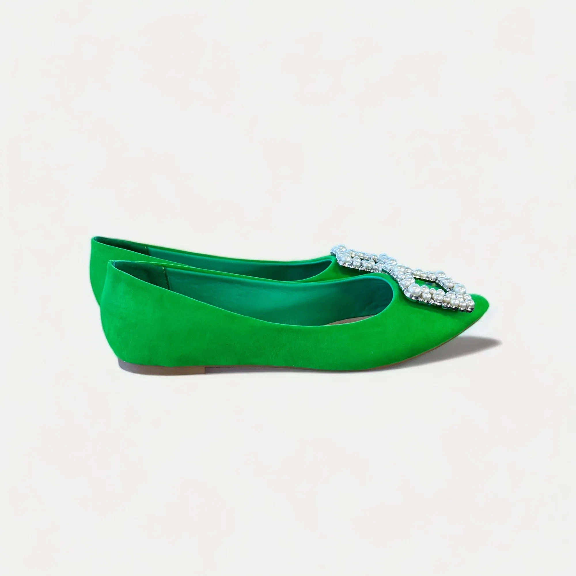 Green Janelle Embellished Flats [NO RETURNS]