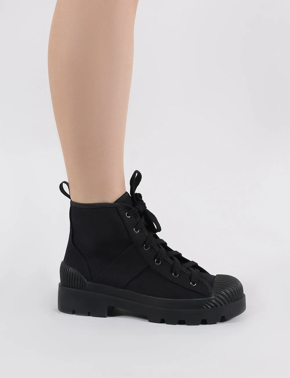 Greenland Ankle Boots in Black Canvas