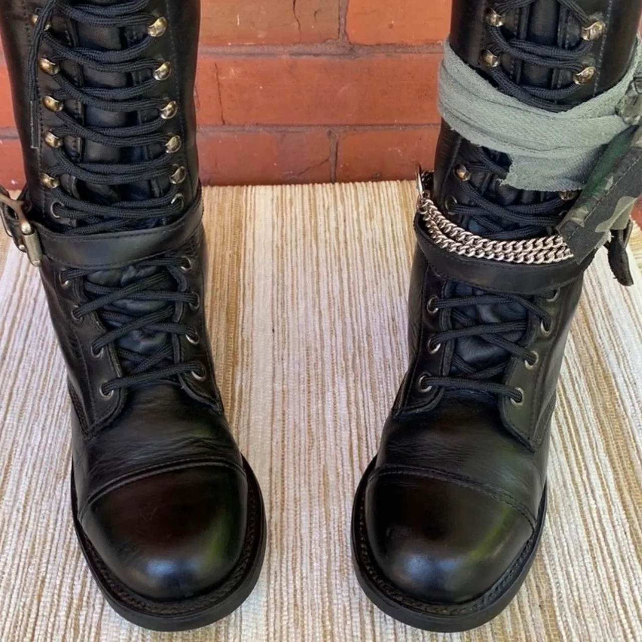 Harley-Davidson Vintage Lace Up Tall Knee High Black Motorcycle Boots