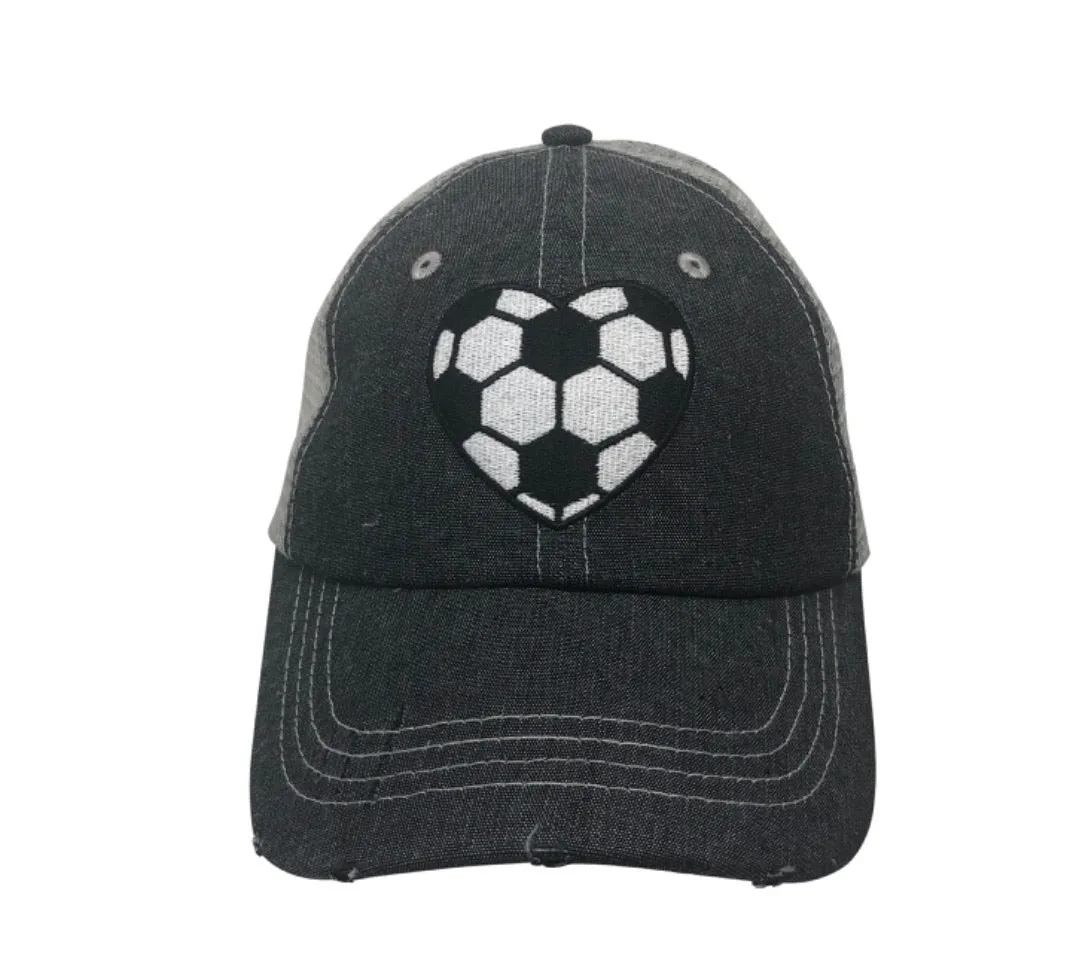 Heart Soccer Mom Mesh MESH Embroidered Hat -328