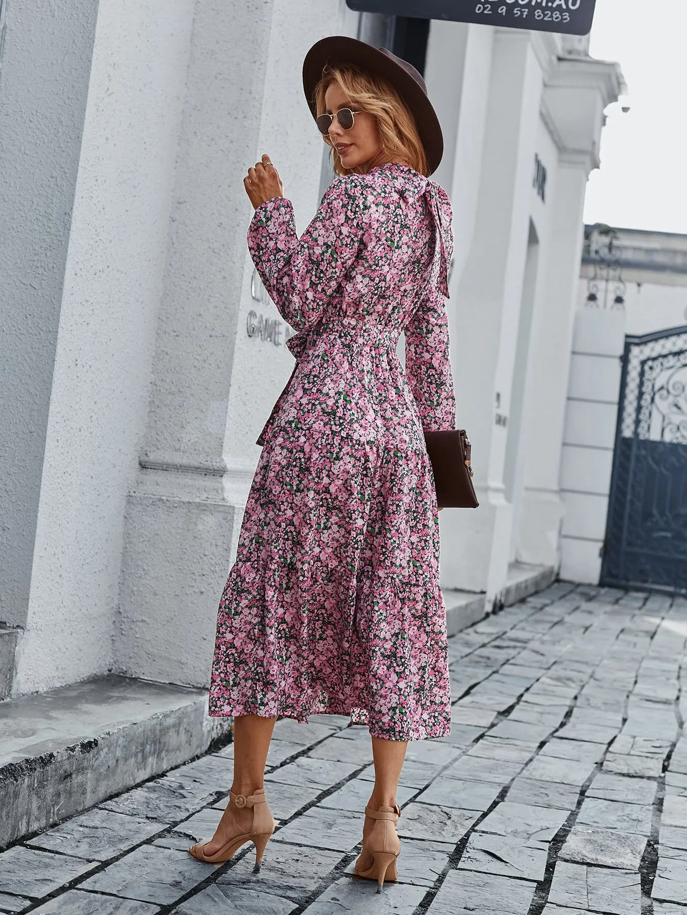 High Neck Floral Vintage Dress