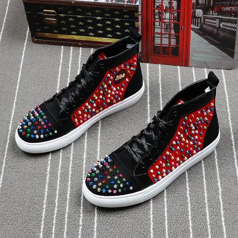 High Top Men Hip Hop Sneaker Colorful Rivet Studs