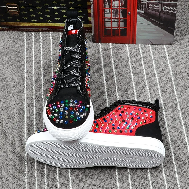 High Top Men Hip Hop Sneaker Colorful Rivet Studs