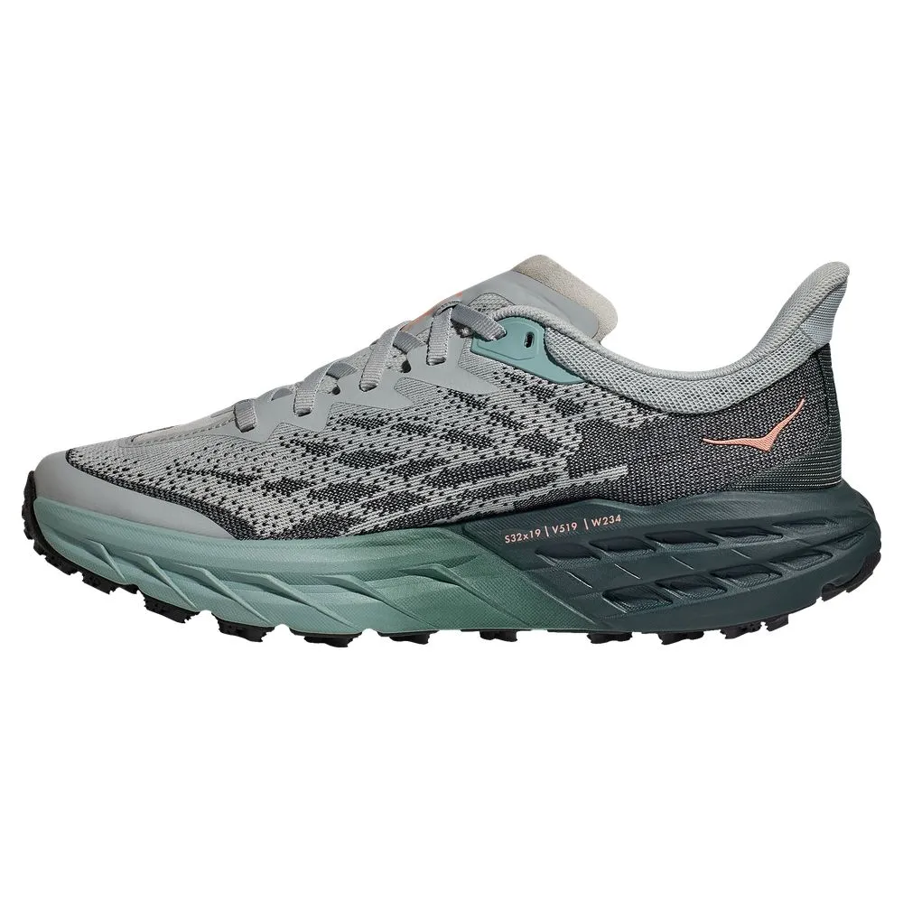 Hoka 1123158-HMSP Speedgoat 5 Trail Running Shoes for Ladies - Harbor Mist/Spruce - 6.5M