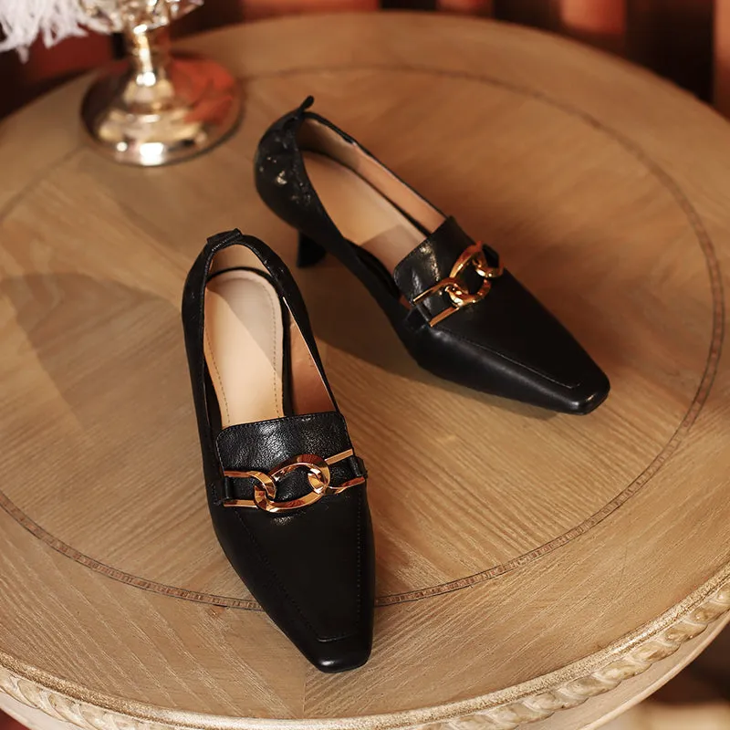 Ila Black Heeled Loafers