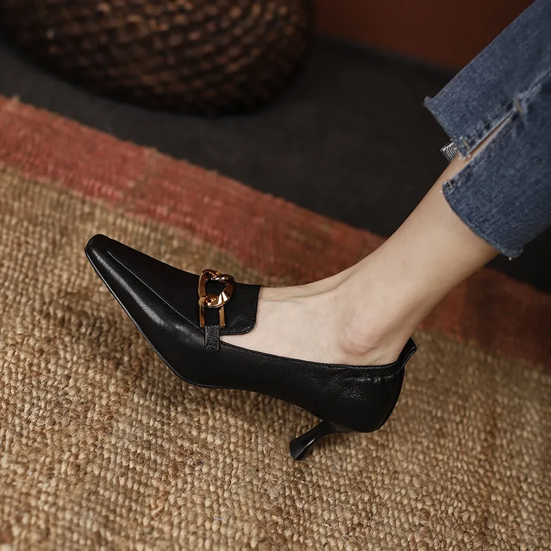 Ila Black Heeled Loafers