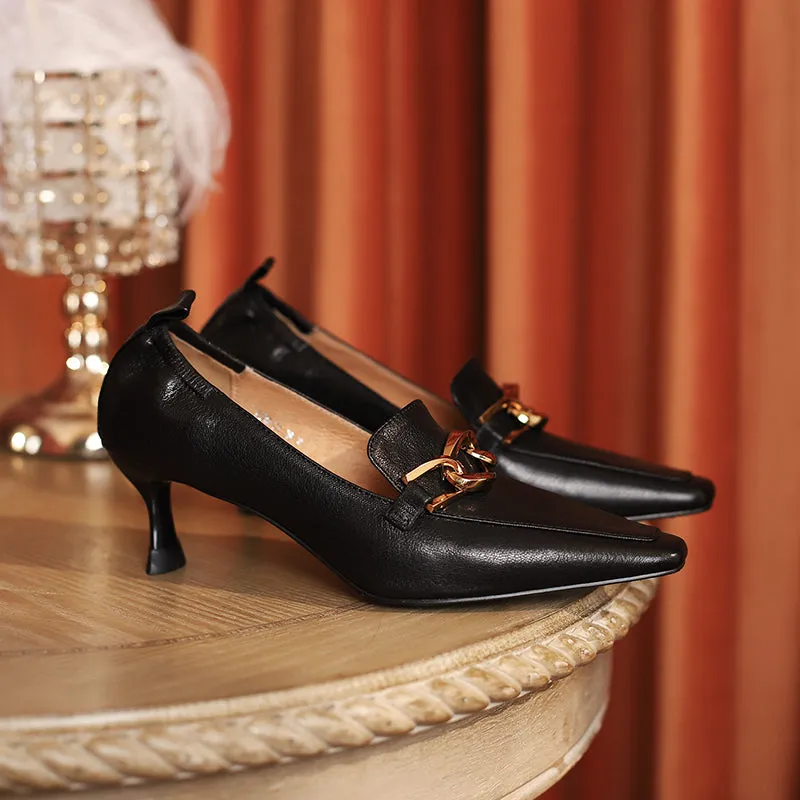 Ila Black Heeled Loafers