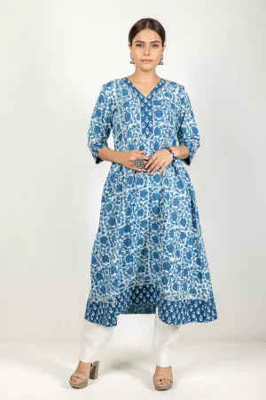 Indigo Hand Block Dabu Print Blue Kurta