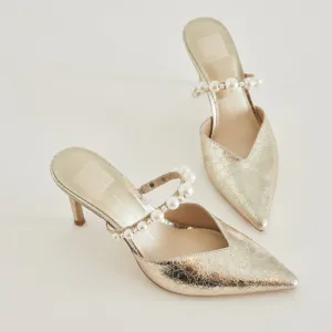 KANIKA HEELS VINTAGE GOLD PEARLS