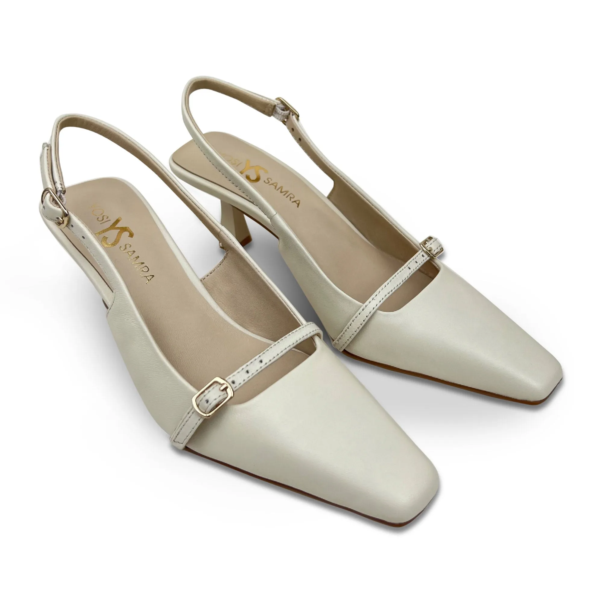 Kate Slingback Pumps in Bone Leather