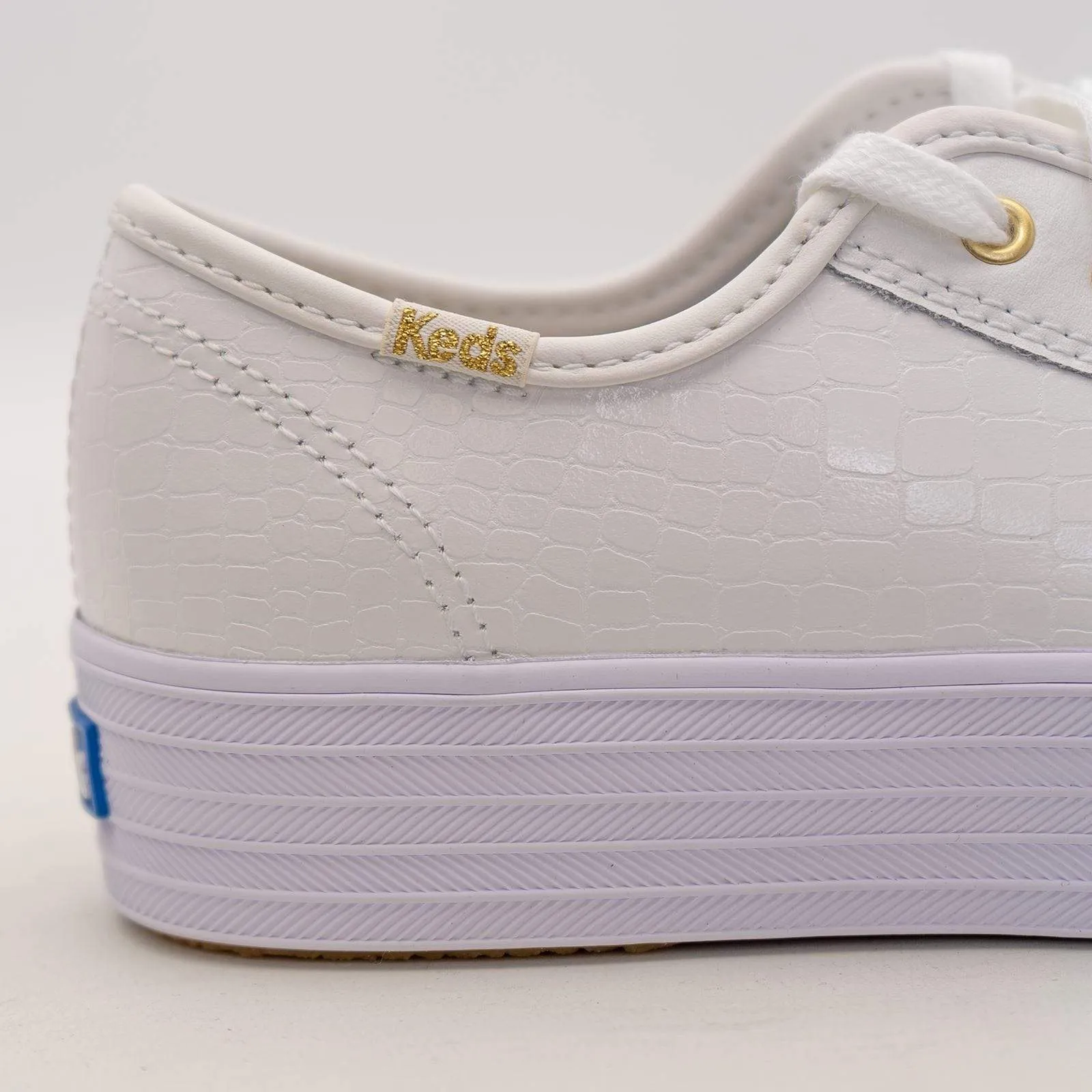 Keds Shoes Triple Kick Croc Leather White Trainers