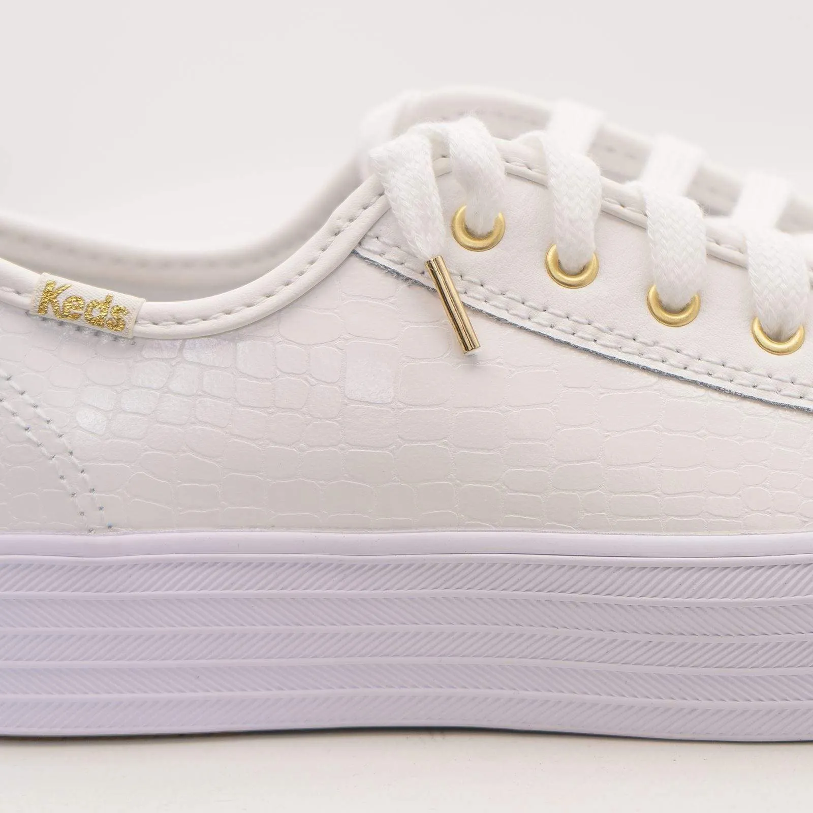 Keds Shoes Triple Kick Croc Leather White Trainers