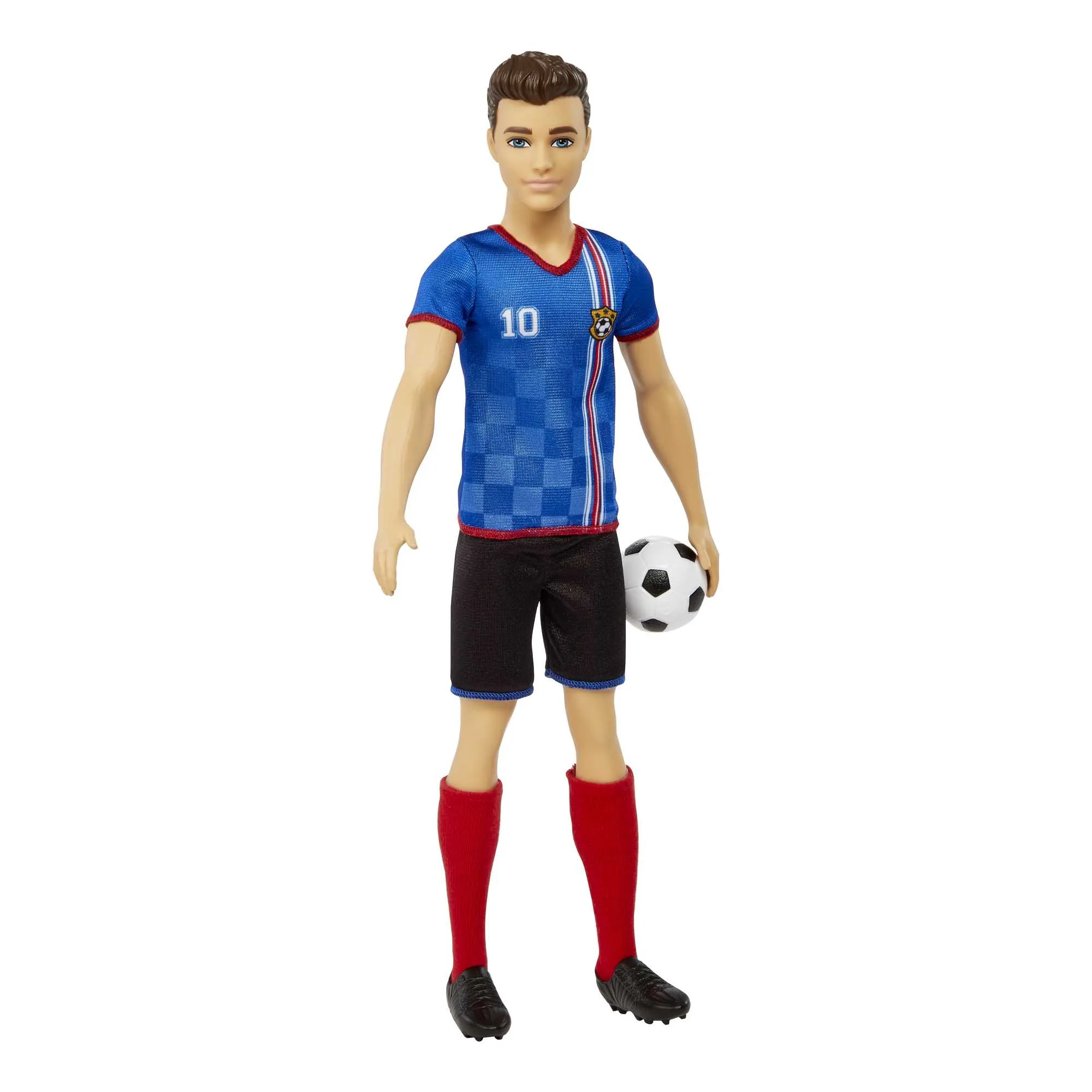 Ken Soccer Doll, Cropped Hair, #10 Uniform, Soccer Ball, Cleats, Socks, 3 & Up