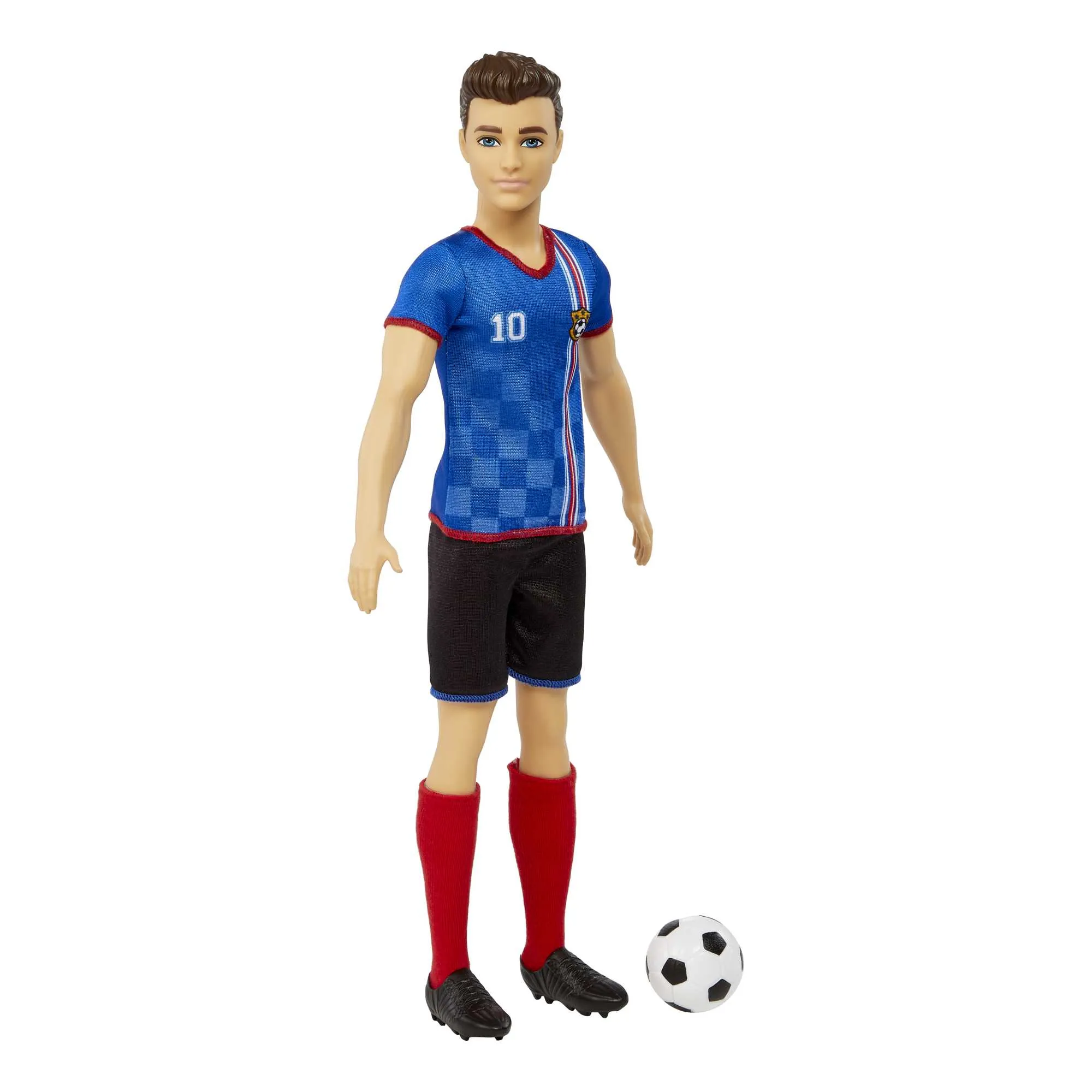 Ken Soccer Doll, Cropped Hair, #10 Uniform, Soccer Ball, Cleats, Socks, 3 & Up